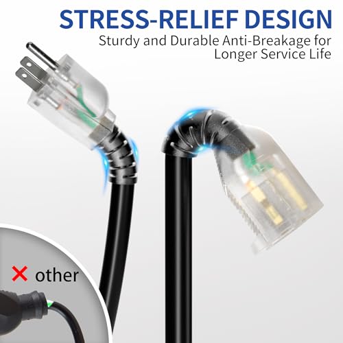 Cismorvex 10ft Outdoor/Indoor Extension Cord with Lighted 10/3 Gauge Ultra 3 Prong Heavy Duty SJTW, Waterproof, Flexible Cold-Resistant,15A 125V 1875W, Black by cismorvex - Image 4