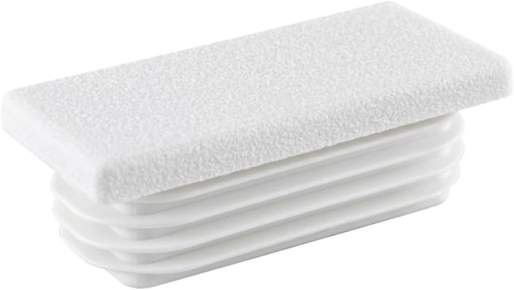 Rectangular Plastic (Polyethylene), Finned Insert for Rectangular Tubes, Foot for Chairs, Stools, Tables - 60 x 20 cm - White - 20 Pieces Plastic Hardware Store