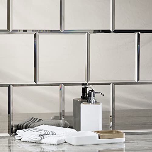 Free Shipping Over $50 7" x 7" Subway Mirror Glass Tile with Beveled Edge for Kitchen Backsplash/Bathroom (35 Tiles Kit/Covers 12sq/ft)