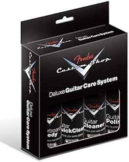 Fender 6-Piece Guitar Care Kit with Custom Shop Deluxe Guitar Care System 4 Pack, Super-Soft Dual-Sided Microfiber Cloth, Fender Factory Microfiber Cloth