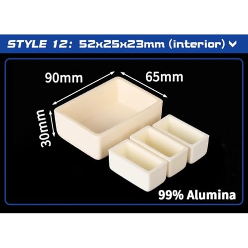Zestaw wysokotemperaturowych tygli z tlenku glinu, 50–100 mm, formy laboratoryjne do analizy spalania, 10 szt. (90 x 65 x 30 mm) – odporne na wysokie temperatury, idealne do eksperymentów
