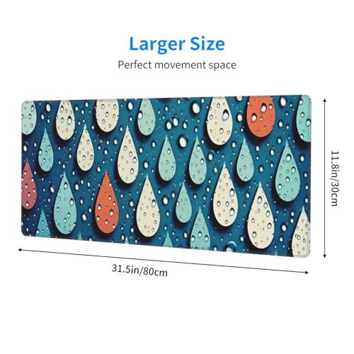 Tapis de clavier en caoutchouc imprimé motif gouttes d'eau extra large