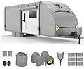 K-Musculo RV Cover, 27-30 FT Heavy Duty Travel Trailer Cover with 8 Layers Corner, Windproof and Waterproof Camper Cover with 4 Tire Cover & Tongue Jack Cover New Upgraded Design