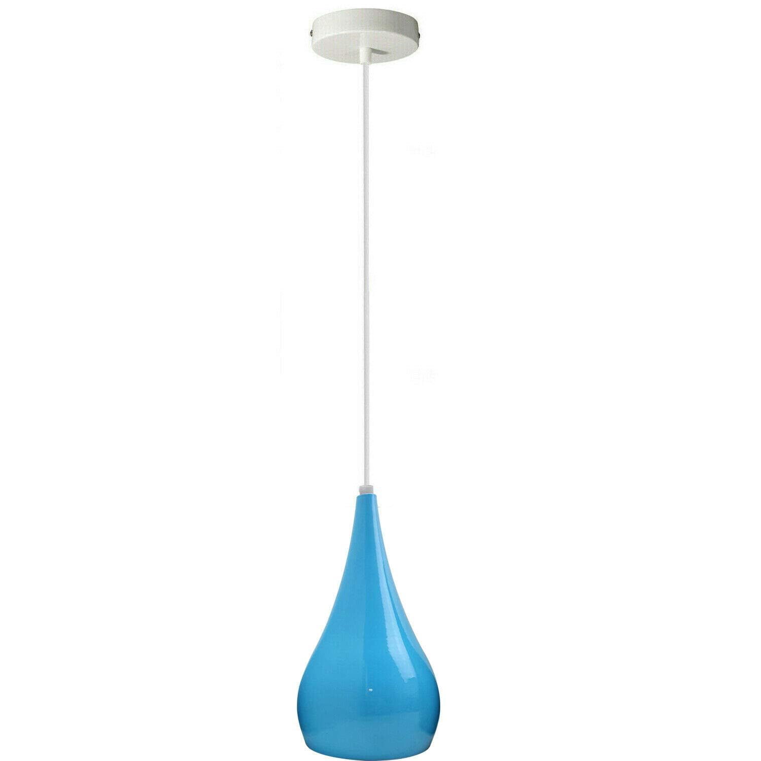 Modern Industrial Teardrop Hanging Ceiling Light Pendant Lamp, Eyeball Design Modern Light Shades E27 UK Lamp Fixture (Blue)