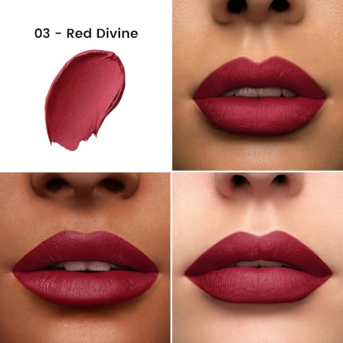 Image of Colors Queen Hold Up Full Day Non-Transfer Matte Lipstick | Long Lasting and Weightless Formula | Intense Color Pay Off | Waterproof Lipstick for Women (103 - Red Divine, 4g)
