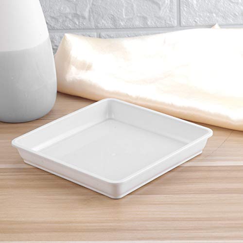 Yardwe 10 Pcs Square Plastic Plant Saucer Tray Plant Pot Saucer Flower Pot Tray For Garden Potted Water Drips And Soil 7 X 7 X 1.2 Inch (White) #TOP6