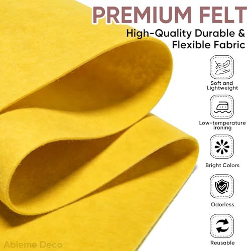 Image of Soft Felt Fabric Sheet 18 inch x 36 inch, 1.6mm Acrylic Craft Felt, Gold Yellow