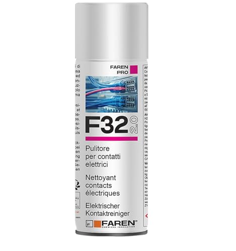 Faren F32, Pulitore per Contatti Spray, Sgrassante a rapida evaporazione a totale assenza di residui, 400ml