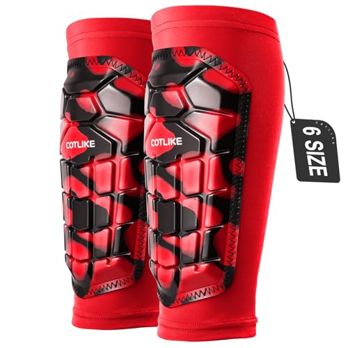 Soccer Shin Guards Kids Youth Ski Shin Guard Sleeves for Boys Girls Adults Men Women Protective Soccer Equipment for 2-18 Years Old Boys Girls High Impact Resistant Breathable Comfortable(Red XXS)