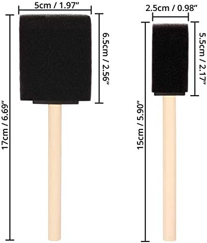 Kurtzy Foam Paint Brushes (20 Pack) - Two Sizes - Wood Handle Sponge Paint Brush Set - Painting Tool for Acrylics, Oils, Stains & Watercolours - Arts & Craft Supplies