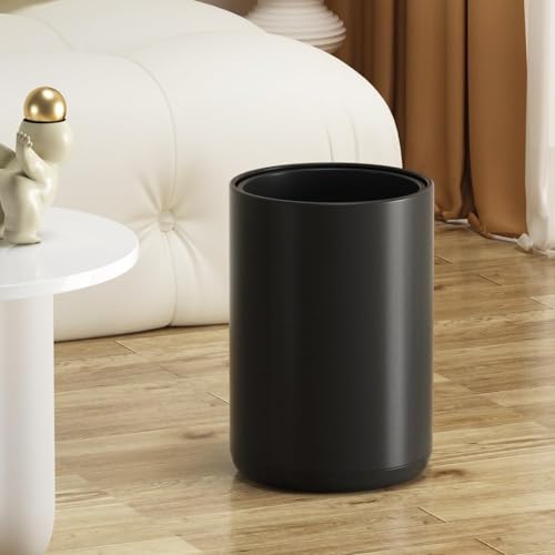 Image of 2.1 Gallon /8L Bathroom Trash Can, Small Garbage Can, Open Top, Modern Waste Basket, for Bedroom, Hotel Toilet, Kitchen, Office (Black)
