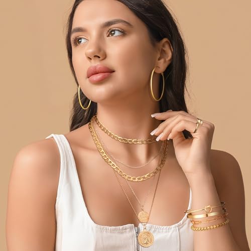 Image of Ecally Bohemian Western Jewelry Turquoise Set Women Country Pendant Long Choker Layered Bracelets Earrings Ring for Women