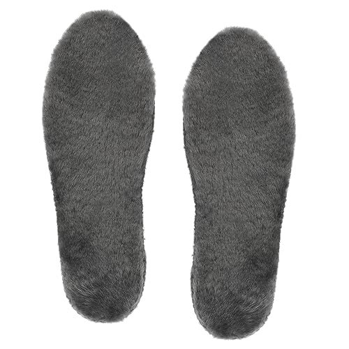 riemot Sheepskin Insoles for Women Men Lambswool Insoles for Winter Boot Work Shoes Wellies Warm Fluffy Winter Wool Shoe Inner Soles for Replacement Thick Comfort Shoe Insole Grey UK 5