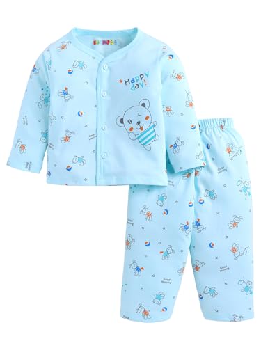 Image of Kuchipoo 100% Cotton Front Open T-Shirts and Pajamas Set for Baby Boy and Baby Girl-Pack of 3