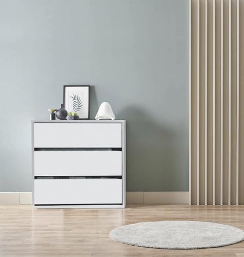 Dmora - Cassettiera Newport, Settimanale a 3 cassetti, Mobile Comò basso per interno armadio, Settimanale moderno, 60x44h57 cm, Bianco