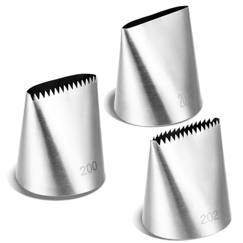 LIQWEI 3Pcs Large Piping Tips for Cake Decorating, Stainless Steel Frosting Icing Nozzles, Pastry Fondant Baking Supplies Decorating Tools