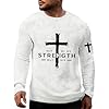 Men's Long-Sleeved Shirt Without Hood Sweatshirt Long Sleeve T-Shirt with Not by My Strength but His - Christian Waffle Knit Shirt, Casual Casual Shirt, S-5XL, Gifts for Men, White, 5XL #2