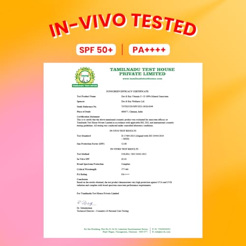 Image of Dot & Key Vitamin C + E 100% Mineral Sunscreen In-Vivo Tested SPF 50+ PA++++ | No White Cast, Lightweight Fluid, With Zinc Oxide & Titanium Dioxide | Blends Easily, Boosts Natural Glow, Non-Greasy | 50gm
