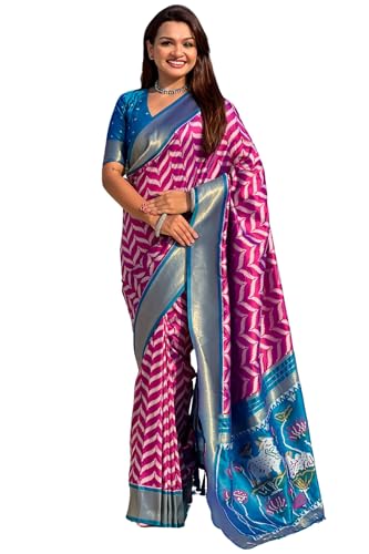 SGF11 Women's Kanjivaram Patola Soft Pure Silk Sarees With Unstitched Blouse Piece product image 9