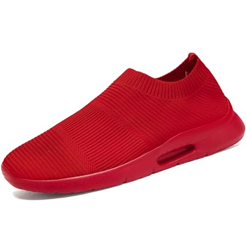 Oltyutc Sneaker Damen Slip On rutschfest Sneakers Trainer Sportschuhe Leichte Laufschuhe Schuhe Walking Ohne Schnürsenkel Turnschuhe Atmungsaktiv Freizeitschuhe Rot EU 36