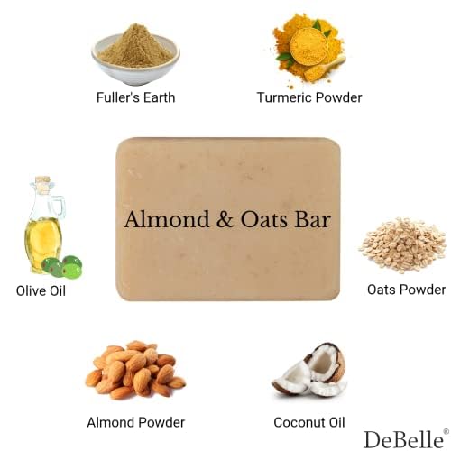 Image of DeBelle Almond & Oats Natural Handmade Soap Combo of 5(100 gm each) | Moisturizing, Exfoliating & Gentle for All Skin Types