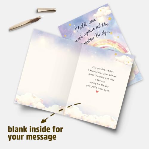 Image of Dog Loss Sympathy Card, Rainbow Bridge Pet Memorial Cards, Condolence Gift for Dog Owner, Pet Bereavement Greeting Card for Loss of Beloved Dog