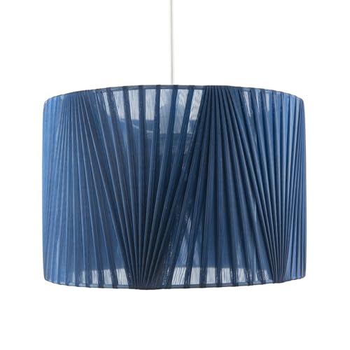 Chic Modern Midnight Blue Voile Fabric Organza Tapered Pendant Lighting Shade | 30cm x 20cm | for Ceiling or Table Lamp by Happy Homewares