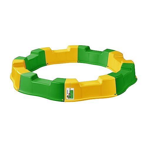 Sandkasten für Kinder – 160 x 22 cm - Modularer Sandbox 8 Elemente Runder Sandkiste für Garten Outdoor | Gelb/Grün | Kunststoff
