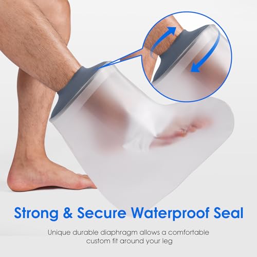 COMFYTHERA Waterproof Cast Cover for Shower Ankle Wound Protector Bath Adult Watertight Cast Bag Showering for Surgery Foot, Ankle, Burns Reusable (A-Foot)