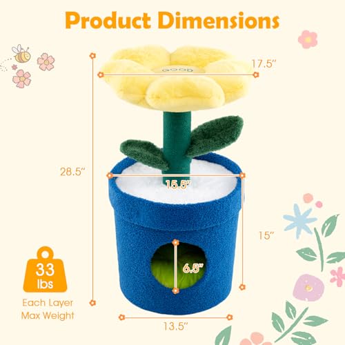 Árbol para Gatos en Forma de Planta Maceta 28.5 pulg miniatura 2