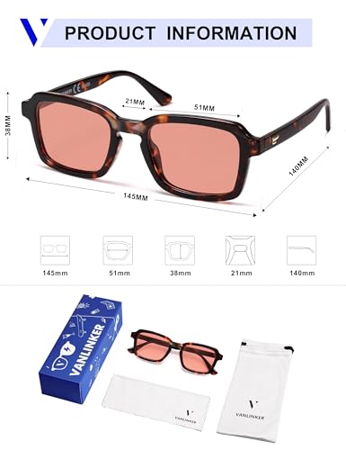 Image of VANLINKER Polarized Trendy Square Sunglasses for Women Men 2026 Retro Chic Cute Shades VL9849