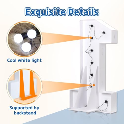Image of Marquee Numbers 4 Feet Tall Big Light Up Numbers 30th Birthday Decorations Women Men White Anniversary Party Decor Large Cardboard Prop Backdrop Sign 30 | Cool White Light, Large 30th Anniversary Party Decor, Big Stable Sign, Assembly Required, Foam Board 43 Pcs Accessory Set