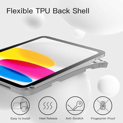 Image of JETech Cover Case for iPad (A16) 11th /10th Generation (2025 /2022) with Pencil Holder, Slim Tablet Cover with Soft TPU Back, Auto Wake /Sleep (Silver)