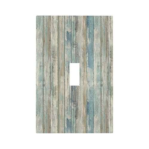 Spshian Tea Vintage Wood Plank Distressed Grain Rustic Shiplap Board Single Toggle Light Switch Covers Decorative 1 Gang Wall Plates Cover Electrical Device Switchplate for Farmhouse Bathroom Decor