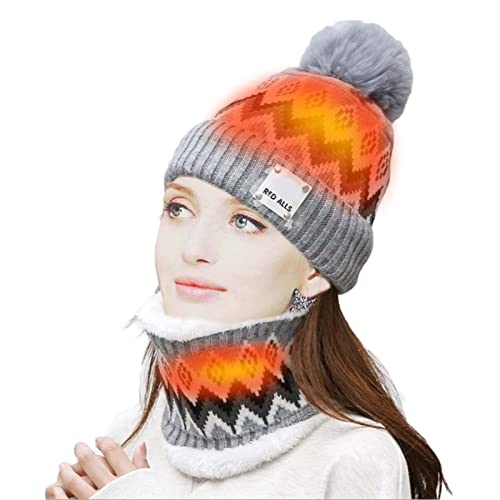 Set Scaldacollo e Cappello riscaldato Riscaldata Sciarpa Cappello riscaldante Set di Cappelli riscaldati elettrici USB Sciarpa Invernale riscaldata con Berretto per Uomo Donna Vestiti Caldi all'aperto