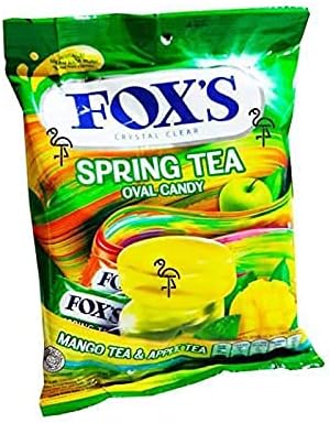Fox's Crystal Clear Spring Tea Oval Candy • Mango Tea & Apple Tea, 4.41 oz ℮ 125 g شاي الربيع الشفاف الكريستالي من فوكس شاي المانجو والتفاح
