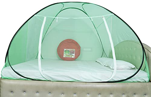 Image of Homecute Polyester Pop Up | Foldable Double Bed | Mosquito Net for King Size and Queen Size Bed (Black+Green, Double Bed (Queen Size))