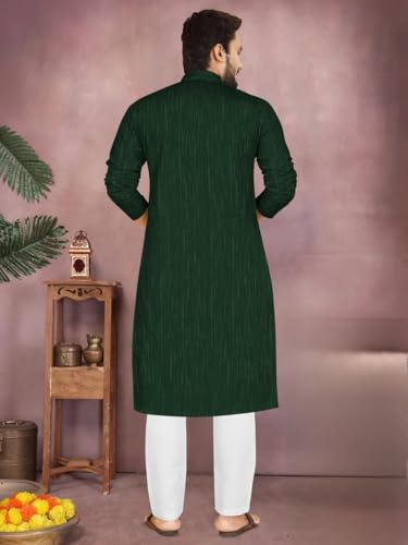 Image of Men's South Cotton Textured Ethnic Kurta Regular Fit Traditional Casual Wear