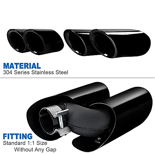 Rolling Gears Gts-Look Gloss Black Exhaust Tips Muffler Pipes Compatible With 2019-2023 Porsche Macan Base 2.0T (95B.2) #TOP4
