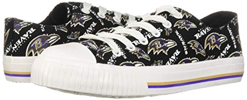 image for FOCO Baltimore Ravens NFL Womens Low Top Repeat Print Canvas Shoes - 8