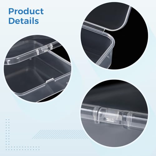 Image of 100 PCS Mini Clear Plastic Containers, 2.2 x 2.2 x 0.8 Inches Square Storage Case with Lid, Clear PP Plastic Organizer Boxes, Stackable Small Parts Containers for Beads Jewelry Art Crafts