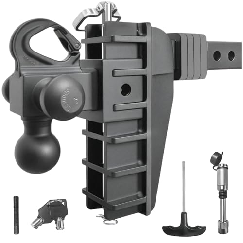 CZTHQP Adjustable Trailer Drop Hitch, Truck Tow Hitch for 2 inch Receiver, Heavy Duty Aluminum Tri Ball with Shackle for Towing, 6" Drop and Rise Mount 18500 LBS GTW, 4 Silencer Pads by CZTHQP - Used condition - US$133.35