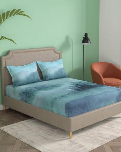 Image of Portico New York Super King Size Flat Bedsheet with 2 Pillow Covers Facets (Multicolor 5)