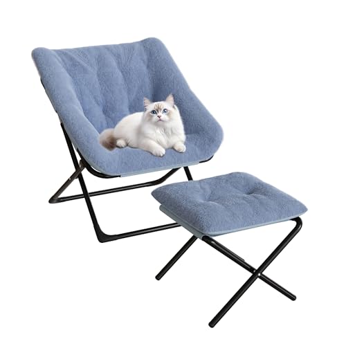 Saucer Chair, Lounge Chair - XL Foldable Faux Fur Floor Seat, Non-Slip Base for Stability, Accent Chair for Dorm/Bedroom,