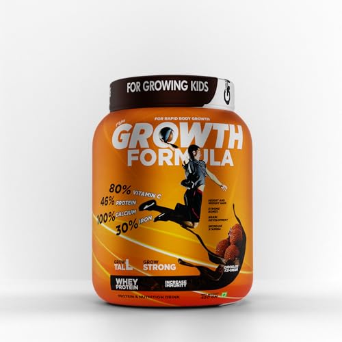 MIKIS GROWTH FORMULA For Growing Kids, Teenagers High Protein Nutrition and Health Drink Chocolate Ice Cream Flavour 450 Gram Without Shaker