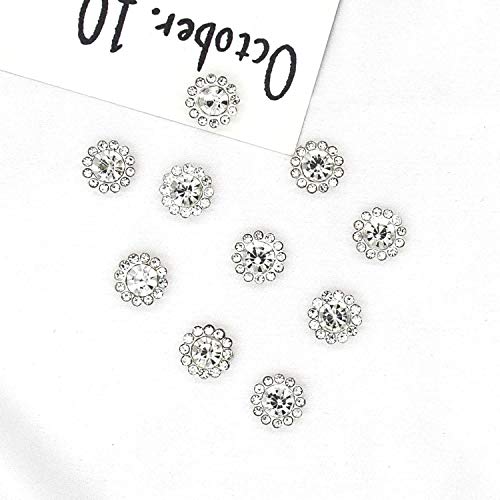 50 Pcs Rhinestone Embellishments Crystal Button Silver Flatback Diy Craft For Flower Headband Dress Decoration Accessory 12Mm (Silver Back Rhinestone) #TOP2