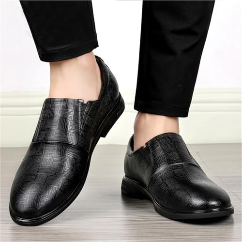 Vintage Brown Leather Loafers for Men Slip On Casual Dress Shoes Wedding Business Comfortable Trendy Checkered Flats2