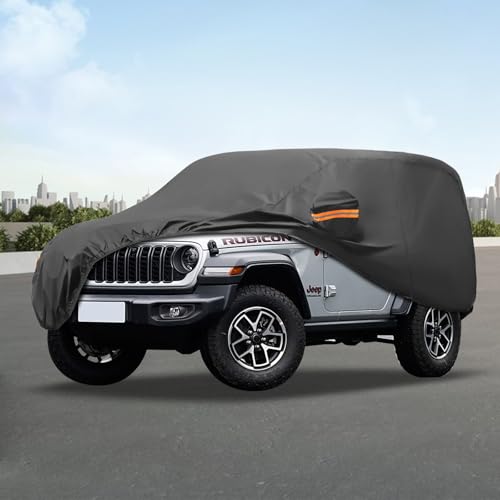 Image of MORNYRAY Compatible with Jeep Wrangler 2 Door, Custom Fit JK JL TJ YJ CJ,Outdoor Waterproof Sun Rain Snow Hail Protection with Driver Door Zipper (Black, Custom Fit Jeep Wrangler 2 Door)