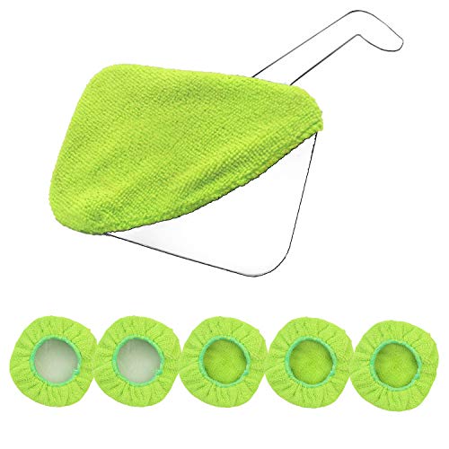 Car Care Replaced Microfiber Clothes for XINDELL Windshield Cleaning Brush Cotton Terry Washable Car Washing Pads - 5 Inch Diameter, Green, 5 Pack (Square)