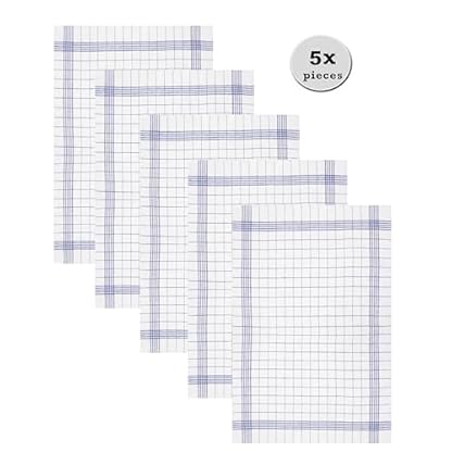 Betz 5er Set 50 x 70 cm Halbleinen Geschirrtücher extrem strapazierfähig und saugstark Geschirrhandtuch Gläsertuch Jacquard Gläsertücher Küchentuch Handtuch MCT-11 HL blau – Bild 3